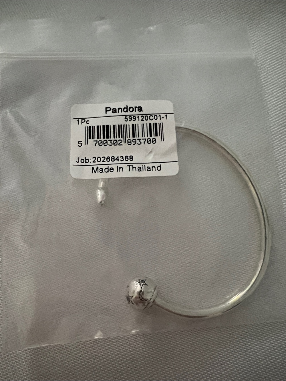 Pandora Silver Open Bangle with Star-Details